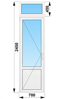 Дверь поворотная с фрамугой с глухим низом 700x2450